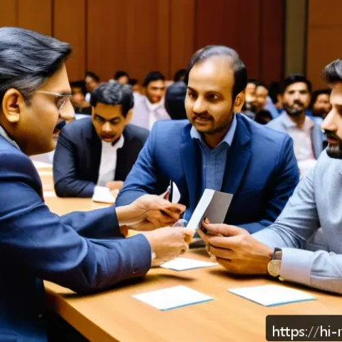 Home 23 지역개발 전문가를 위한 네트워킹 팁 - A professional networking event in an urban conference hall filled with diverse Indian regional deve...