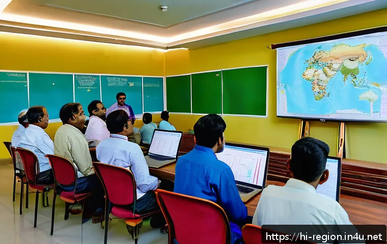 지역개발 기술 자료 공유 - An interactive GIS digital mapping session in a community hall with Hindi-speaking planners and loca...